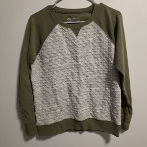 Eddie Bauer Olive and Gray Crewneck Sweater